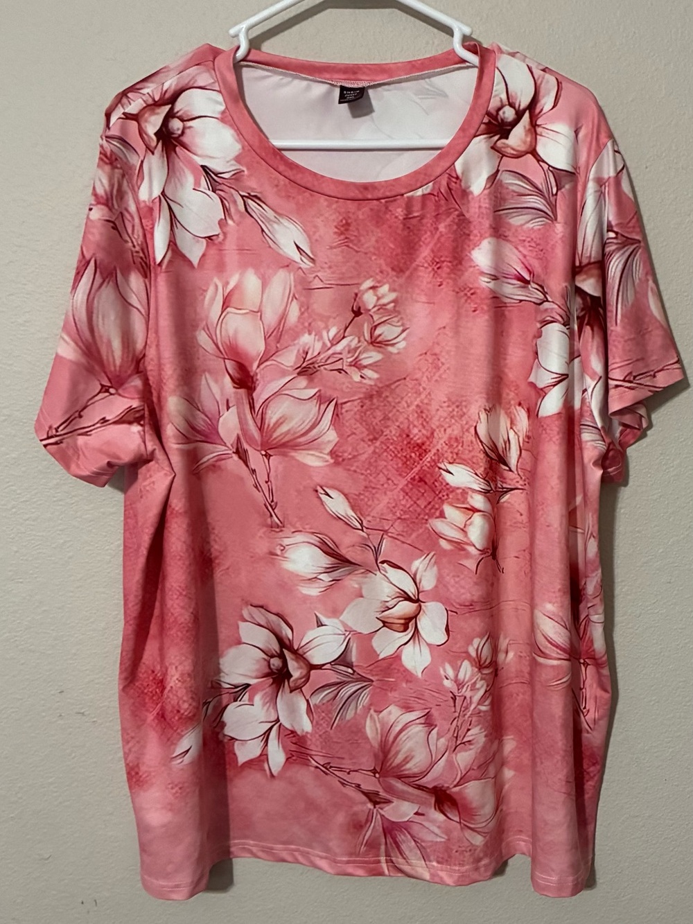 SHEIN Floral Short-Sleeve Tee - Pink